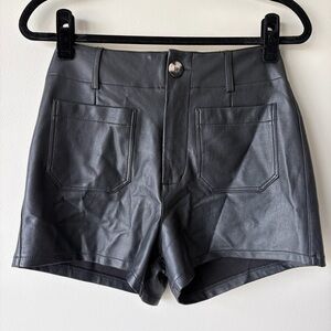 Anthropologie Maeve The Colette Black Faux Leather High-Waist Shorts Women’s 28